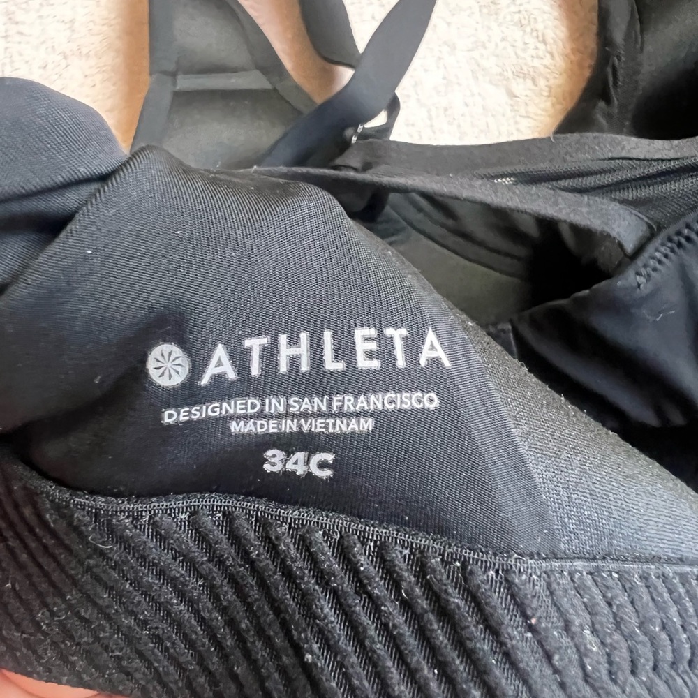 Athleta Black Sports Bra set green bleu black size 34 C - Picture 5 of 8